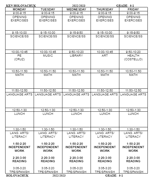Schedule